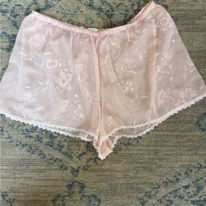 Elegant Pink Lace Trim Sleep Shorts